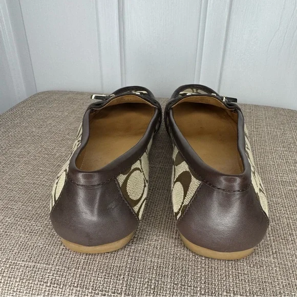 Coach Logo Shoes Flores A2160 loafers brown signature C jacquard size 7.5 - Picture 3 of 7
